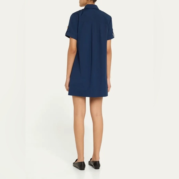 Veronica Beard Blue Lucca Cotton Sheath Mini Dress with Polo Collar - Picture 2 of 12